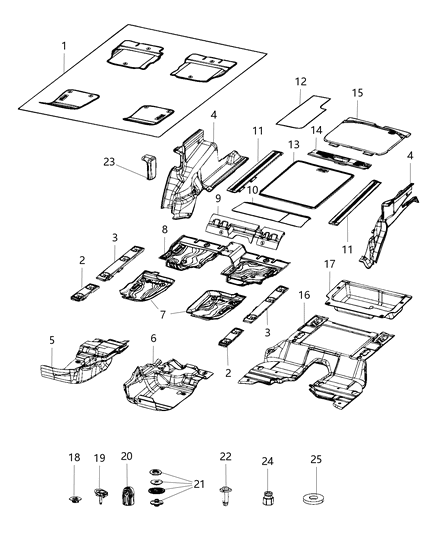 2018 Jeep Wrangler Carpet-Rear Floor Diagram for 6BP32TX7AA