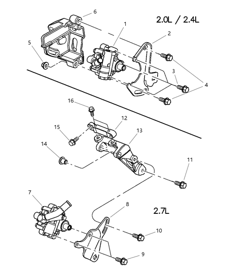 2002 Dodge Stratus Pump Assembly & Mounting Diagram
