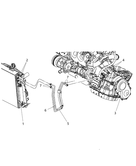 2007 Chrysler Town & Country Transaxle Oil Cooler & Lines Diagram