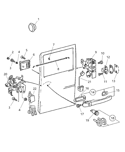 2005 Dodge Sprinter 2500 Side Cargo Door Lock Right Diagram for 5131977AA