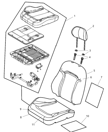 2004 Jeep Liberty Front Seat Back Cover Diagram for ZN991L2AA