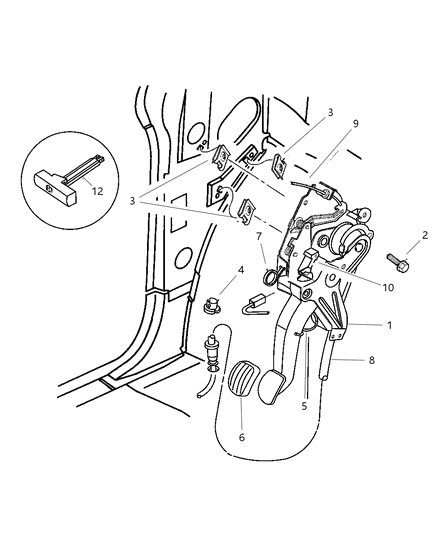 2000 Chrysler Town & Country Lever - Parking Brake Diagram