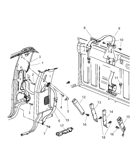 2003 Dodge Ram 3500 Belt Assembly-Seat Belt Turning Loop Diagram for 55350982AB