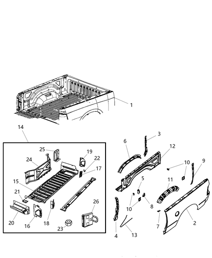 2012 Ram 1500 Panel-Box Side Outer Diagram for 68027712AC