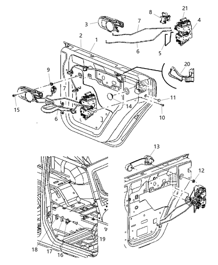 2007 Jeep Wrangler Half Rear Door, Handles & Latches Diagram