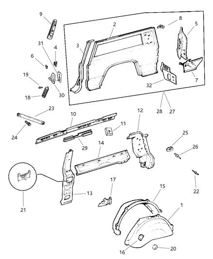 2000 Jeep Cherokee REINFMNT Diagram for 55006988AC