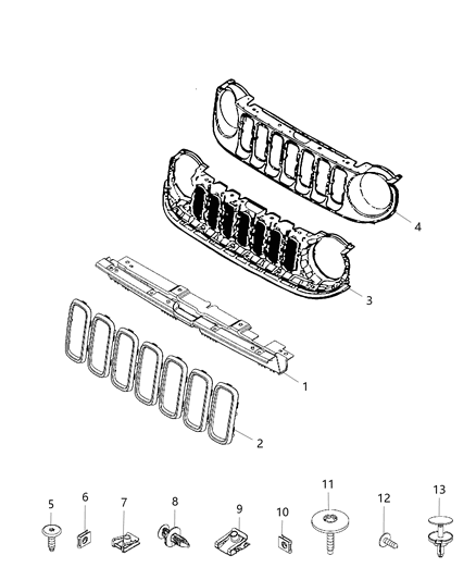 2018 Jeep Renegade Grille-Radiator Diagram for 5XB17LXHAA