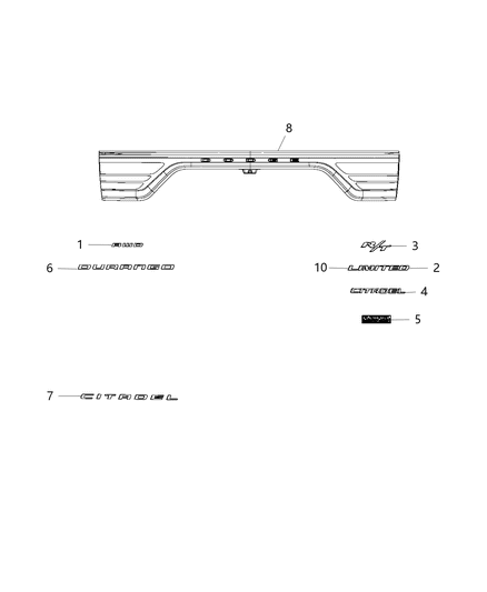 2014 Dodge Durango Nameplate Diagram for 55112960AA