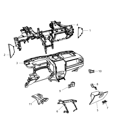 2008 Jeep Compass Instrument Panel & Structure Diagram