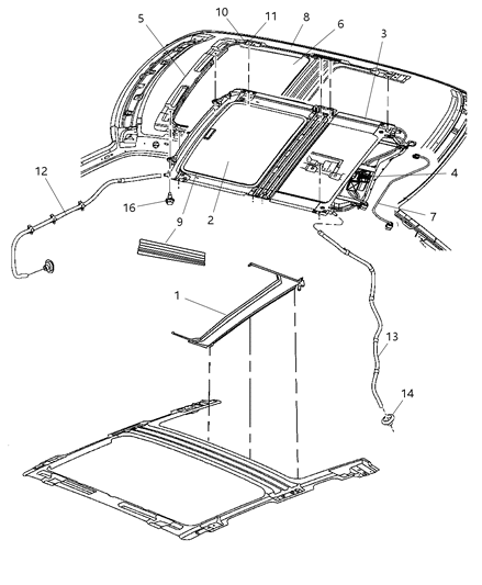 2005 Dodge Magnum Tube-SUNROOF Drain Diagram for 4805718AA