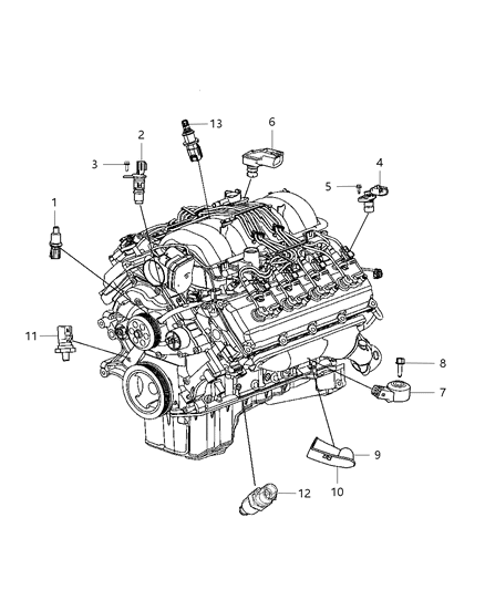 2013 Dodge Durango Sensors - Engine Diagram