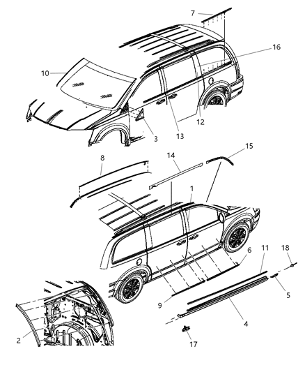 2011 Chrysler Town & Country Exterior Ornamentation Diagram