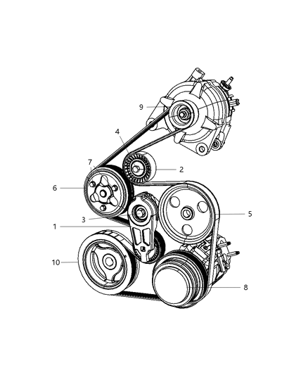 2009 Dodge Grand Caravan Pulley & Related Parts Diagram 2