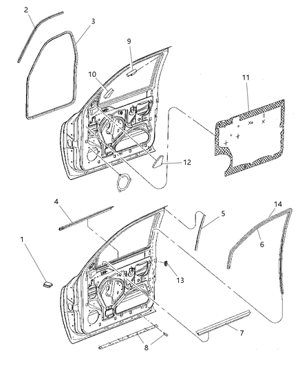 2000 Dodge Dakota Seal-Glass Run Diagram for 55256711AD