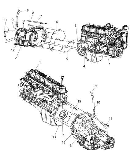 2006 Jeep Wrangler Transmission Mounting & Oil Fill Tube Diagram