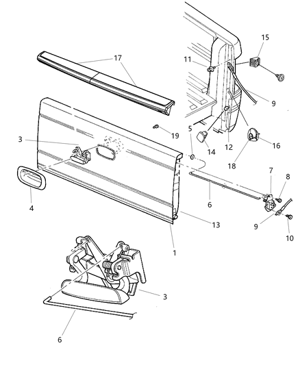 2010 Dodge Dakota Tailgate Diagram