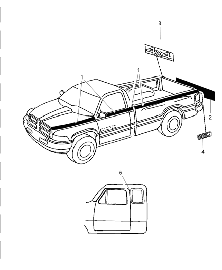 1997 Dodge Ram 2500 Decal Diagram for 5DV76SFA