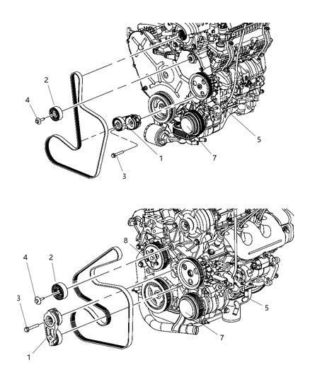 2008 Dodge Grand Caravan Pulley & Related Parts Diagram 2