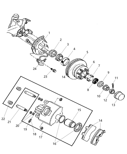 1999 Dodge Ram 1500 Front Brakes Diagram 1