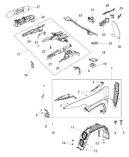 2016 Jeep Cherokee Bracket-Fender Mounting MIDPOINT Diagram for 68147291AB
