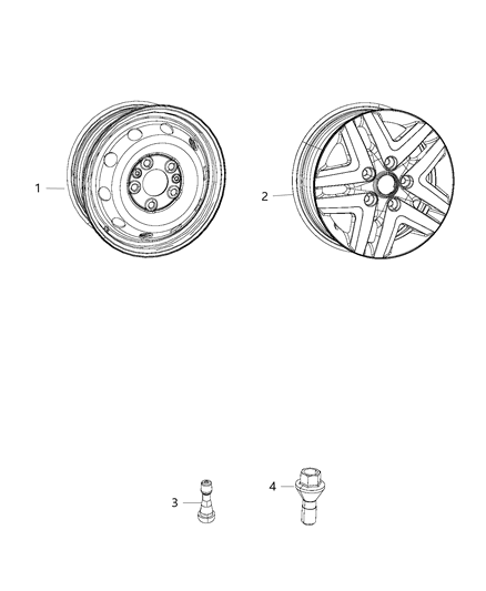 2014 Ram ProMaster 1500 Wheels & Hardware Diagram