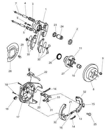 2000 Dodge Neon Brakes, Rear Disc Diagram