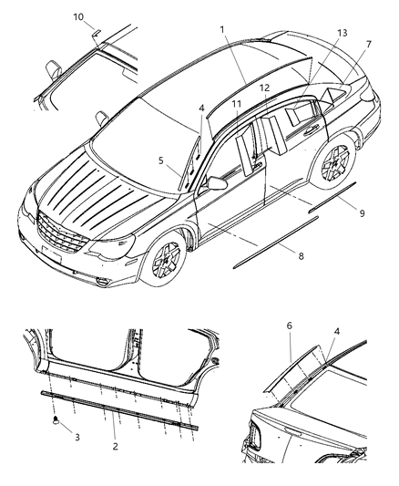 2007 Chrysler Sebring C Pillar Diagram for 5116188AA