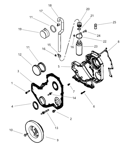 1998 Dodge Ram 2500 Timing Gear & Cover Diagram 3