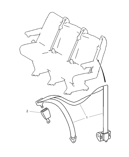 2006 Dodge Sprinter 2500 Seat Belt - Second Row Diagram