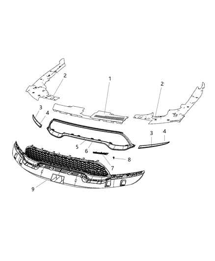 2021 Dodge Durango Molding-Grille UPR Rt Diagram for 6XF61SZ7AA