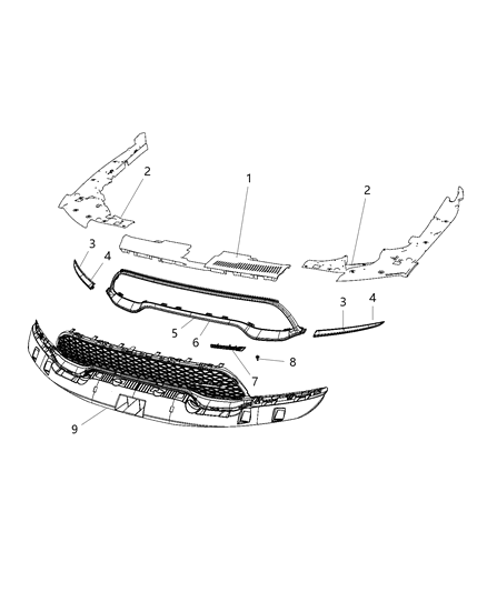 2021 Dodge Durango Molding-Grille UPR Rt Diagram for 6UZ30SZ0AA