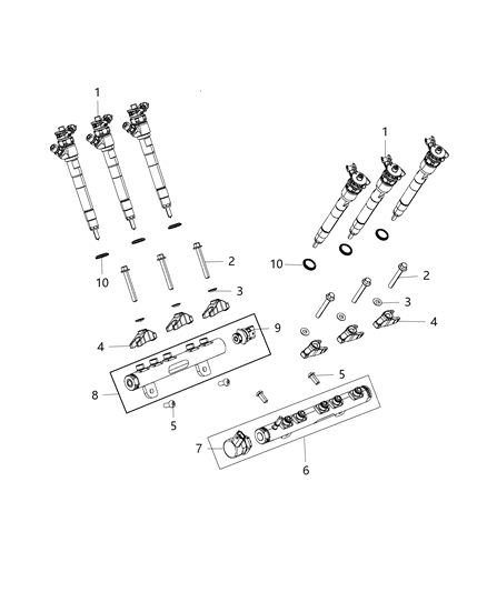 2011 Jeep Grand Cherokee Fuel Rail & Injectors Diagram 1