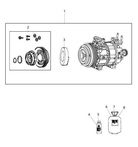 2021 Jeep Wrangler Clutch-A/C Compressor Diagram for 68405117AA