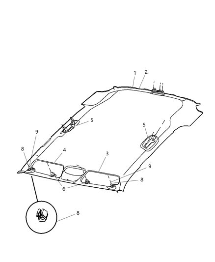 2007 Dodge Nitro Headliner Diagram for 1GK89DW1AA