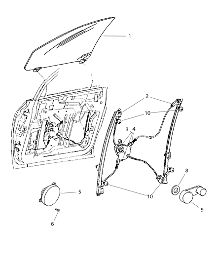 2001 Chrysler Voyager Door, Front Diagram 1