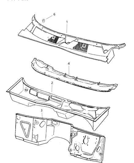 1997 Jeep Grand Cherokee COWL Panel-COWL Top Diagram for 55296092