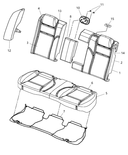 2008 Dodge Magnum Rear Seat Back Cover Diagram for 1HL201J3AA