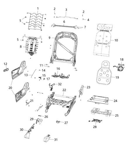 2019 Ram 1500 Cover-Seat Track Diagram for 5ZF22LC5AB