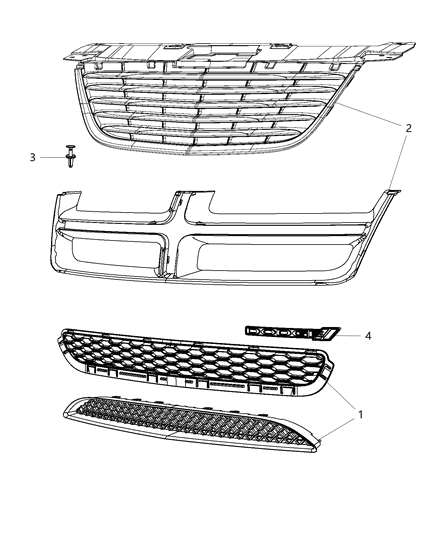 2013 Chrysler 200 Grille Ki-Insert Diagram for 82213473AC