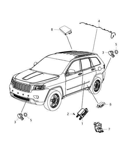 2013 Jeep Grand Cherokee Harness-Rear FASCIA Diagram for 68078322AE