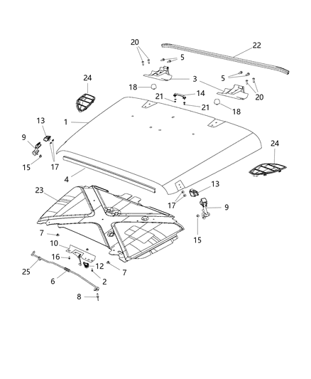 2016 Jeep Wrangler Hood Hinge Diagram for 55395396AF