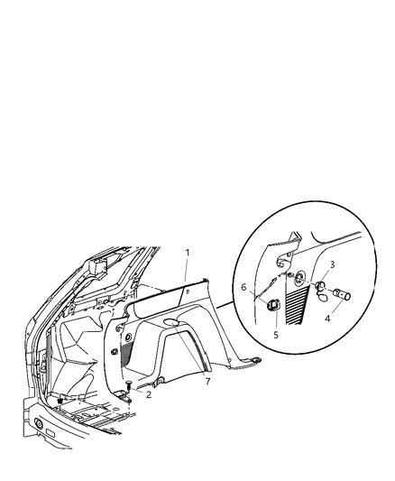 2008 Chrysler Pacifica Quarter Trim Panel Diagram