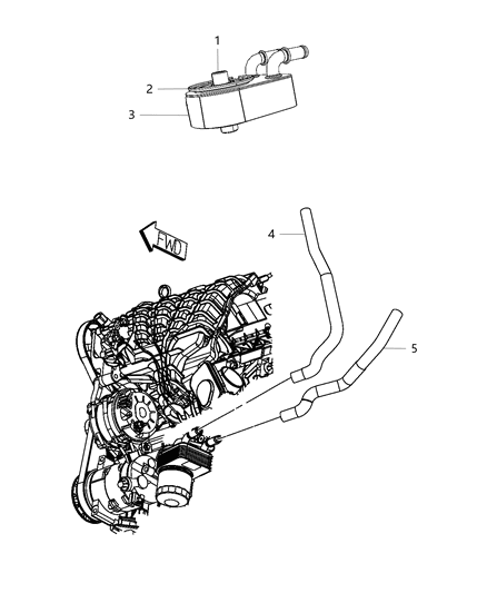 2017 Dodge Journey Engine Oil , Filter , Adapter And Housing / Oil Cooler & Hoses / Tubes Diagram 3