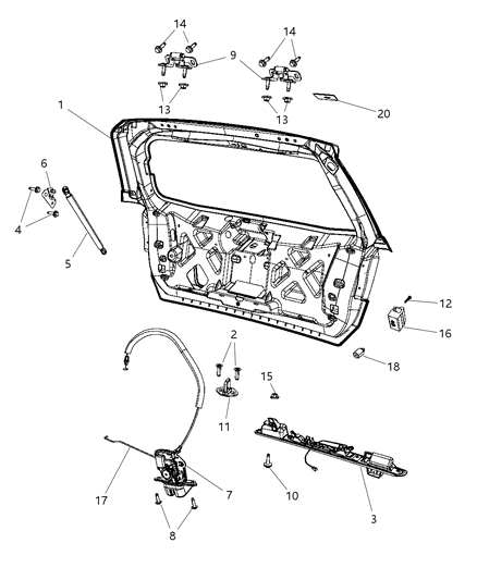 2009 Dodge Journey Liftgate Latch Diagram for 4589243AC