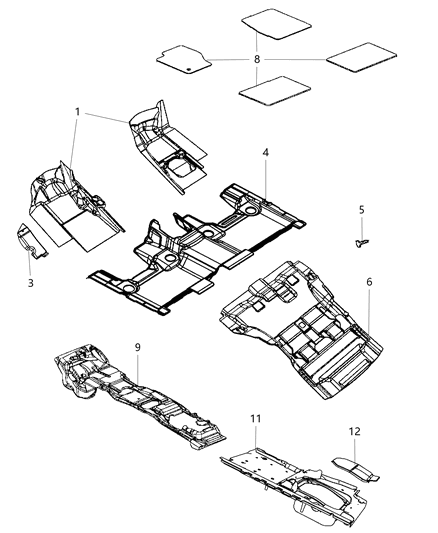 2016 Jeep Grand Cherokee Mat Kit-Floor Diagram for 5VN90DX9AA
