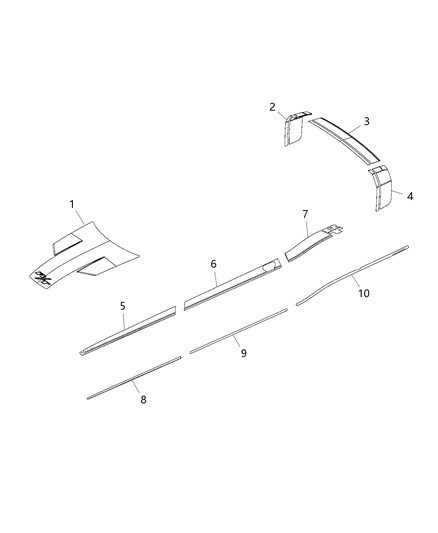 2015 Dodge Challenger Scat Pack, Hood & Body Side Stripes Diagram