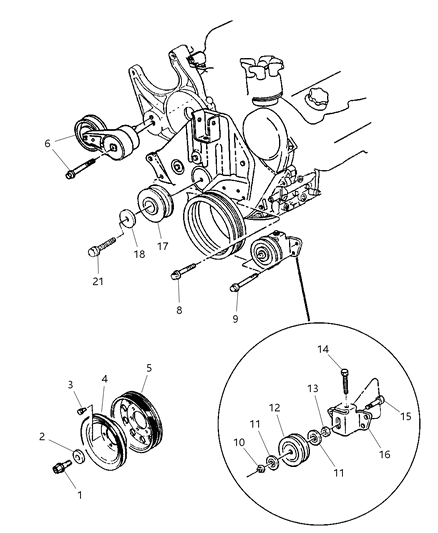 2000 Dodge Grand Caravan Pulley & Related Parts Diagram 2