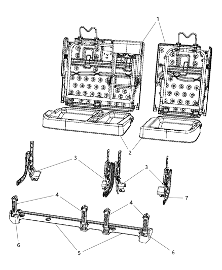 2008 Chrysler Pacifica Second Row - Adjusters, Recliners, Shields And Risers Diagram 2