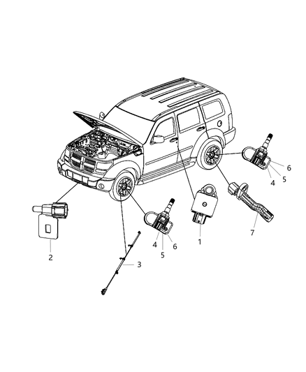 2008 Dodge Nitro Sensors Body Diagram