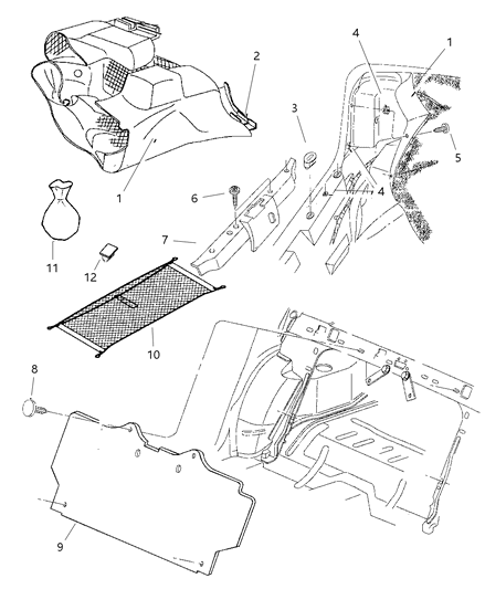1998 Chrysler Cirrus Luggage Compartment Dress Up Diagram